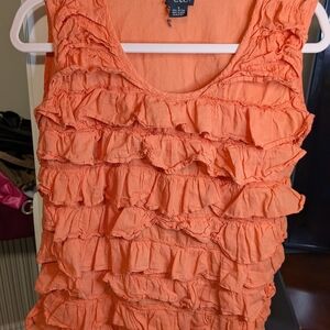 Etcetera Vibrant Orange Ruffled Tank Top